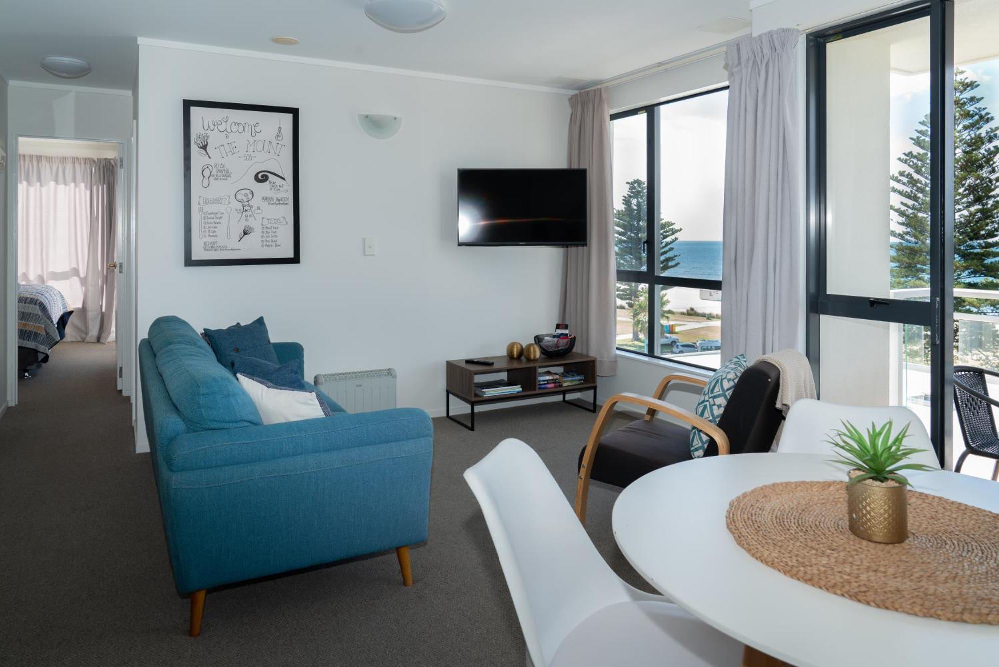 Ocean View Beach Escape - Top Floor Apartments, Mt Maunganui Base Mount Maunganui Dış mekan fotoğraf